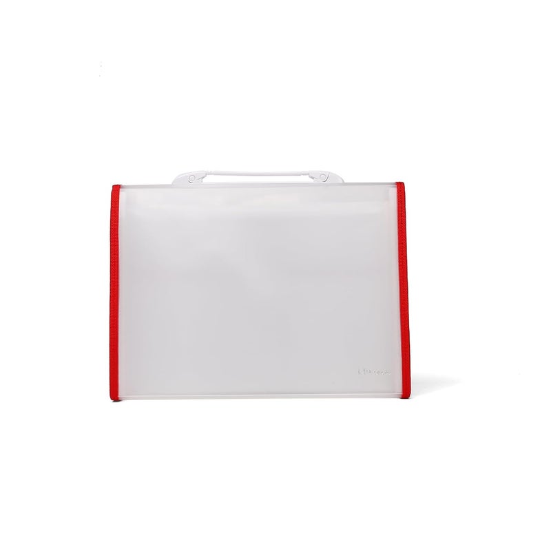 Neomate Expanding File Folder with Handle | 13-Pocket A4/FS Size Document and Certificate Organizer | Transparent Accordion Folder | Red - Image 5