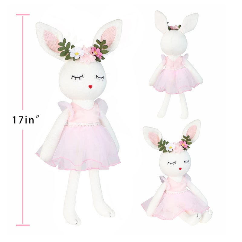 JUSTQUNSEEN Ballerina Doll Easter Stuffed Animal Bunny Plush Animal Doll, Plush Rabbit Toy Bunnys Stuffed Animals for Girls Easter Animals on Party Birthday Christmas - Image 3