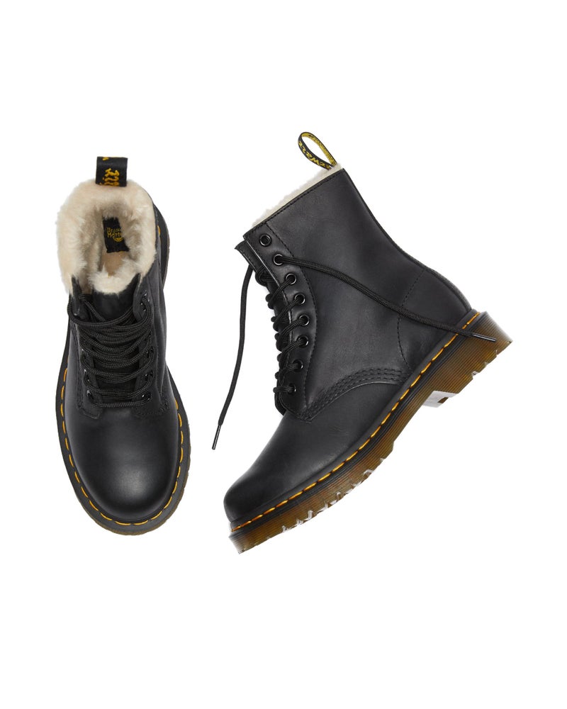 Dr Martens Dr. Martens Women's 1460 Serena Fur Lined 8 Eye Boot, Black Burnished Wyoming, 9 - Image 2