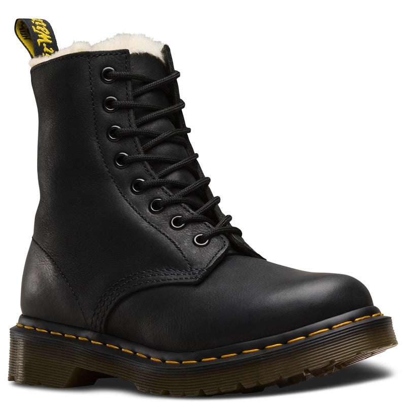 Dr Martens Dr. Martens Women's 1460 Serena Fur Lined 8 Eye Boot, Black Burnished Wyoming, 9 - Image 5