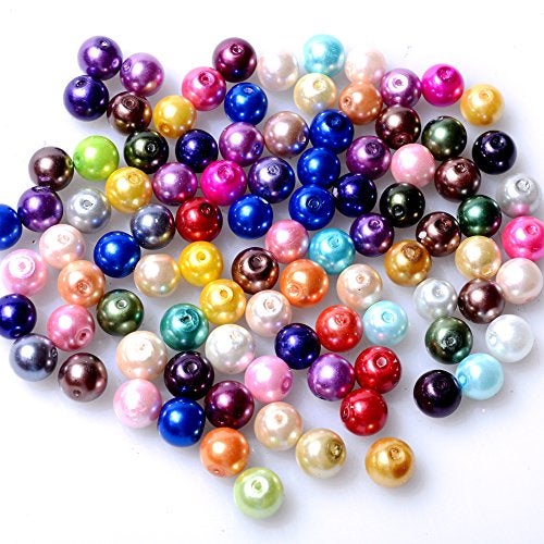 RUBYCA 200Pcs Mix Czech Tiny Satin Luster Glass Pearl Round Bead 8mm Assortment Beading DIY Jewelry - Image 1