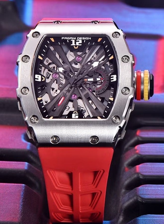 PAGANI DESIGN Men's Quartz Watches Stainless Steel Waterproof Tonneau Wrist Watch for Men with Japan VH65 Movement Silicone Watchband PD1738  - Image 4
