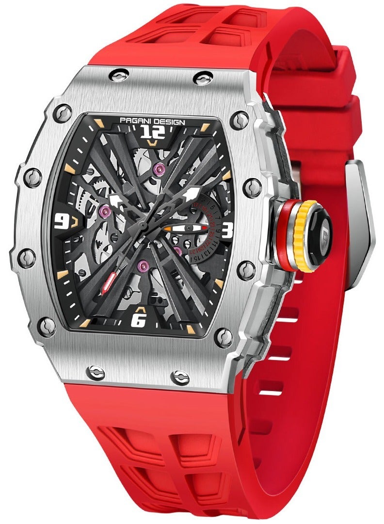 PAGANI DESIGN Men's Quartz Watches Stainless Steel Waterproof Tonneau Wrist Watch for Men with Japan VH65 Movement Silicone Watchband PD1738  - Image 1