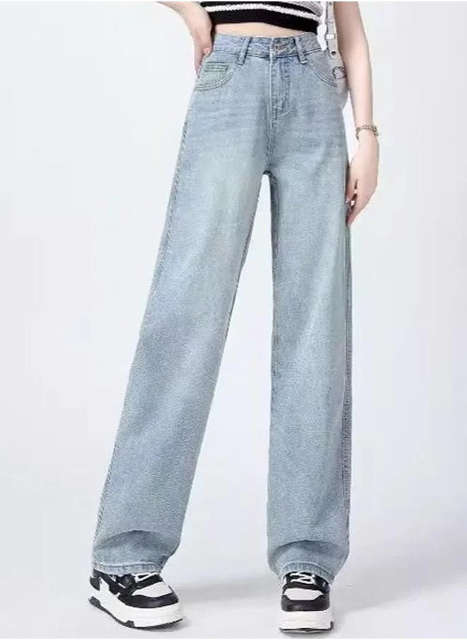 يونيكي Blue Straight Fit High-Rise Light Fade Jeans