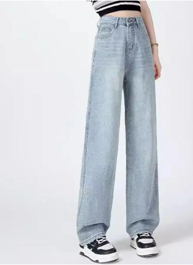 يونيكي Blue Straight Fit High-Rise Light Fade Jeans