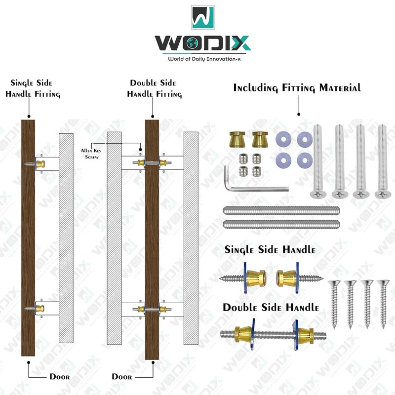 WODIX Classic 8 Inch Round C Shape Door Handle Stainless Steel for Wooden and Glass Door Handle for Main Door (Brass Antique) - Image 5