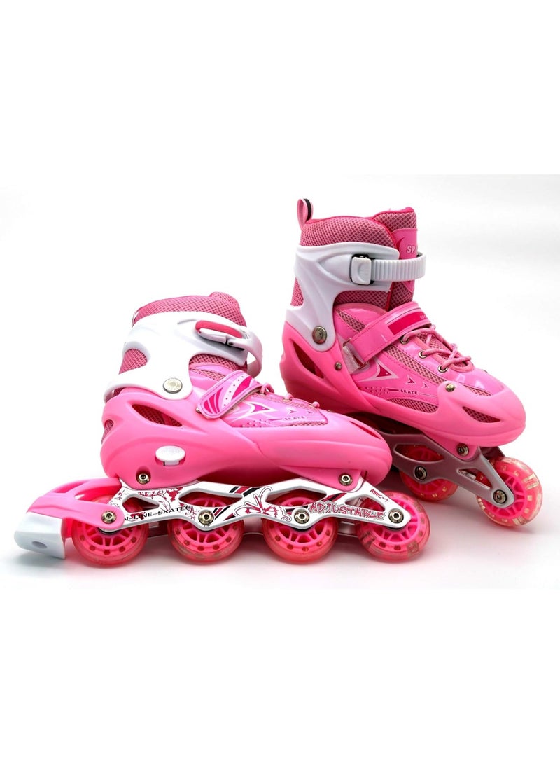 DubaiGallery Adjustable Size Breathable Kids Inline Roller Skates with Safety Gear Set Helmet Knee Elbow Wrist Pads Carry Bag Fun Outdoor Sports Activity for Children Boys and Girls Blade Wheel Skating Shoes  - Image 2