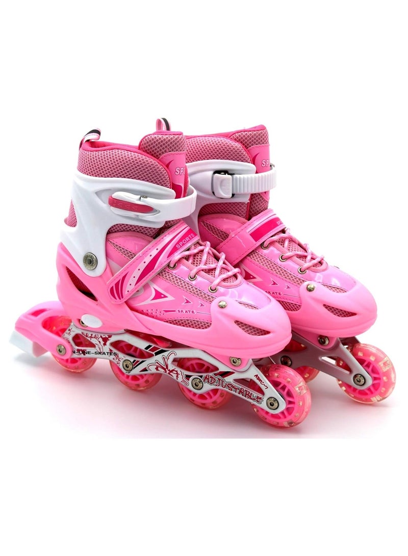 DubaiGallery Adjustable Size Breathable Kids Inline Roller Skates with Safety Gear Set Helmet Knee Elbow Wrist Pads Carry Bag Fun Outdoor Sports Activity for Children Boys and Girls Blade Wheel Skating Shoes  - Image 4