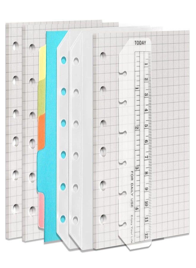 DY.2ten A7 Binder Notebook Refills - 270 Pages Graph Paper + 2 Zipper Binder Pockets + 5 Dividers + Ruler - Image 1
