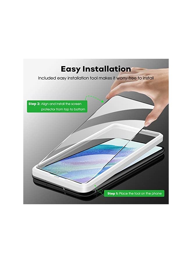 Jetech Screen Protector for Samsung Galaxy S21 FE 5G with Camera Lens Protector, Easy Installation Tool, Tempered Glass Film, Fingerprint ID Compatible, 2-Pack Each  - Image 4