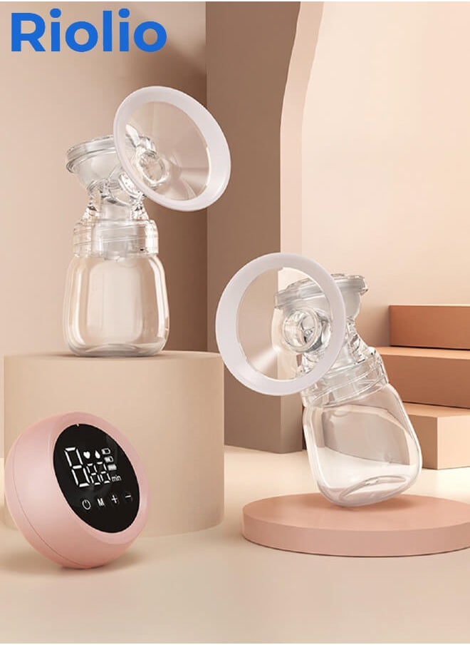 Riolio - Double Electric Breast Pump Breast Feeding Pain Free Stepless Knob Led Hd Display, Strong Suction Power, Rechargeable, Bpa Free - Image 1
