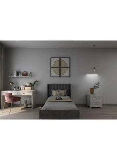 Grey Velvet Single Bed Size 120x200 By Alhome - 110110068