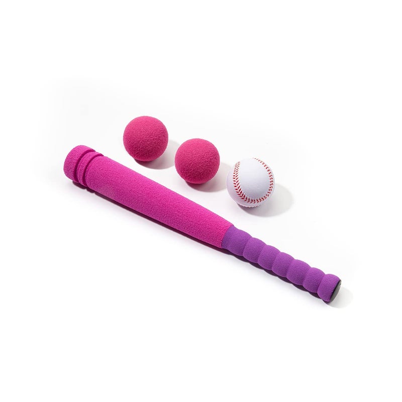CeleMoon Soft Foam Kids Baseball Bat Toy Set with 3 Balls 165 Inch Mini Size for Toddlers Girls Daughters Age 3 Years Old Indoor Outdoor Sport T Ball Bat Playing Game Pink - Image 2