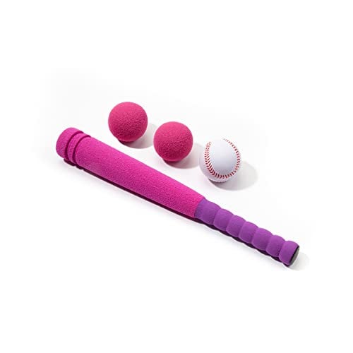 CeleMoon Soft Foam Kids Baseball Bat Toy Set with 3 Balls 165 Inch Mini Size for Toddlers Girls Daughters Age 3 Years Old Indoor Outdoor Sport T Ball Bat Playing Game Pink - Image 1