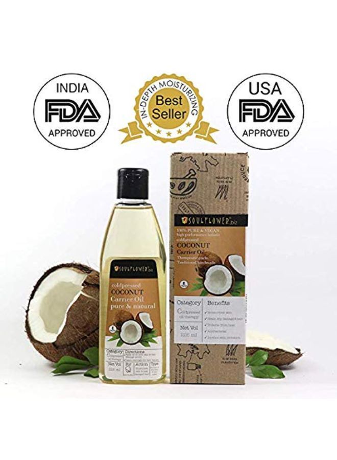 Soulflower Extra Virgin Coconut Carrier Oil,100% Pure, Natural And Coldpresed For Hair, Skin And Face (Nariyal/ Khopara), Ecocert Cosmos Organic Certified, 225Ml - Image 2