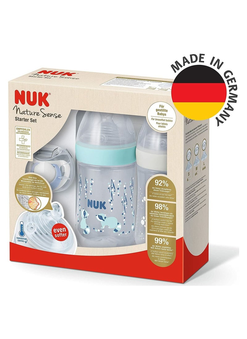 NUK - NUK Nature Sense  Twin Set With Temperature Control ( Two Bottles + Pacifier) - Image 1