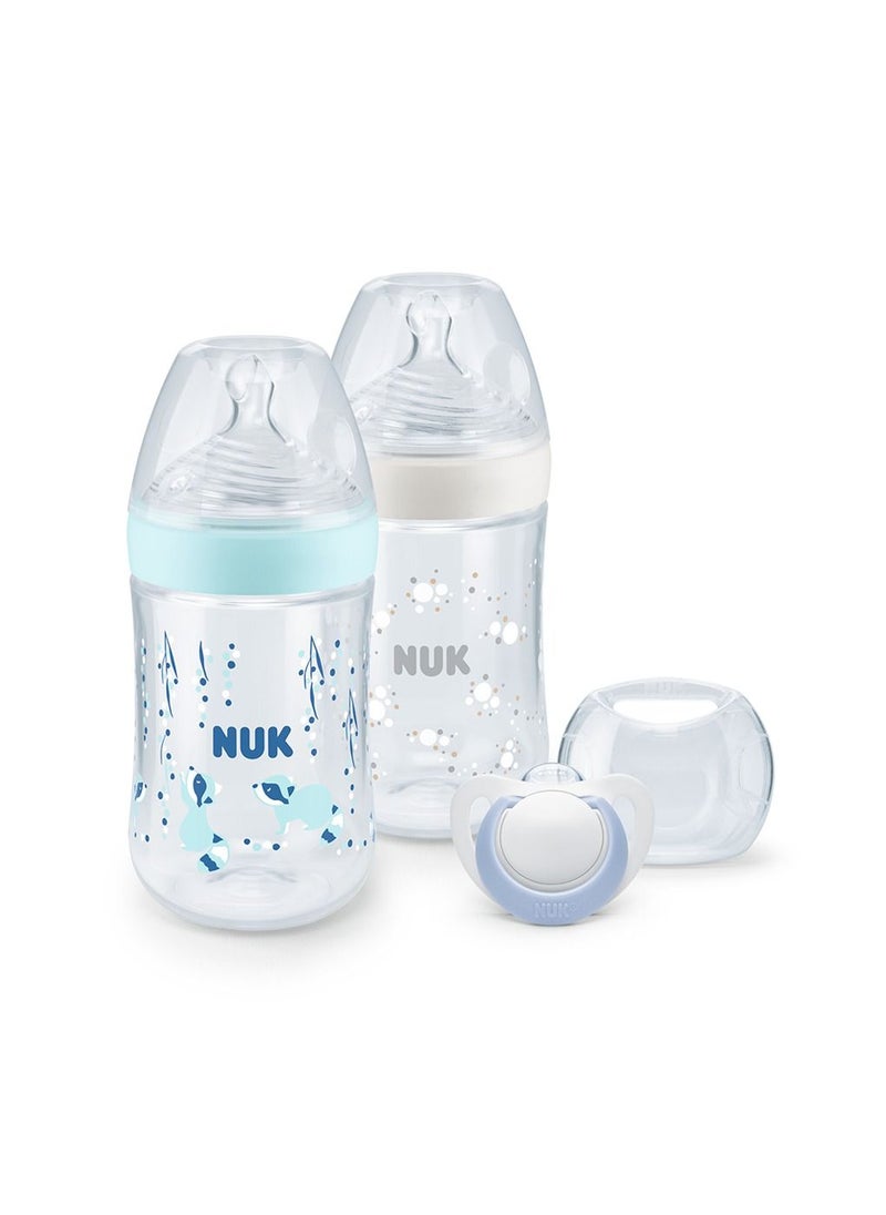 NUK - NUK Nature Sense  Twin Set With Temperature Control ( Two Bottles + Pacifier) - Image 1
