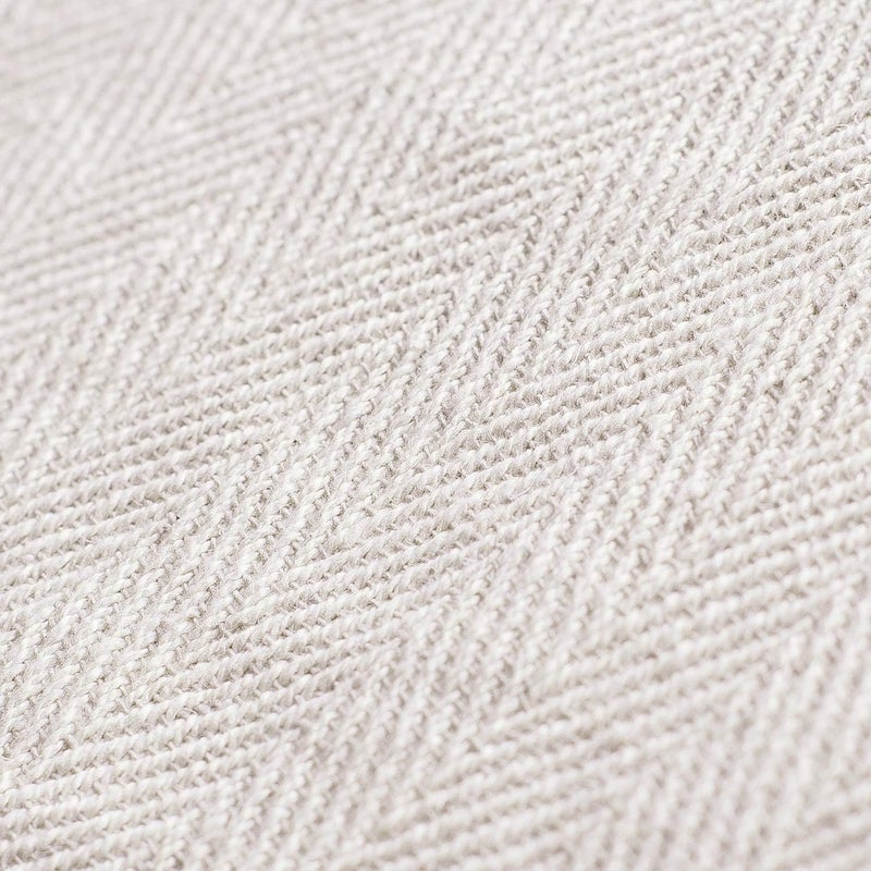 Americanflat 50x60 Cotton Throw Blanket for Couch with Fringe-Decorative Accent for Chairs, Bedrooms, Office and for Outdoor Use, Cream Herringbone - Image 3