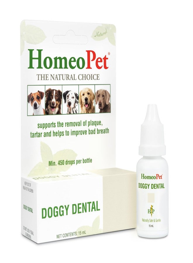 HomeoPet Doggy Dental, Safe, Gentle, and Natural Tooth and Dental Care for Dogs, 15 Milliliters - Image 1