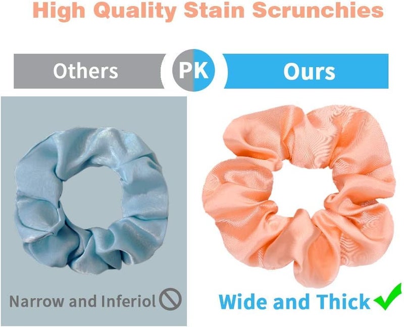 Yanwenx 50 Satin Hair Scrunchies in Multiple Colors - Silk Accessories for Curly Hair, Teens and Girls - With Gift Bag - Image 2