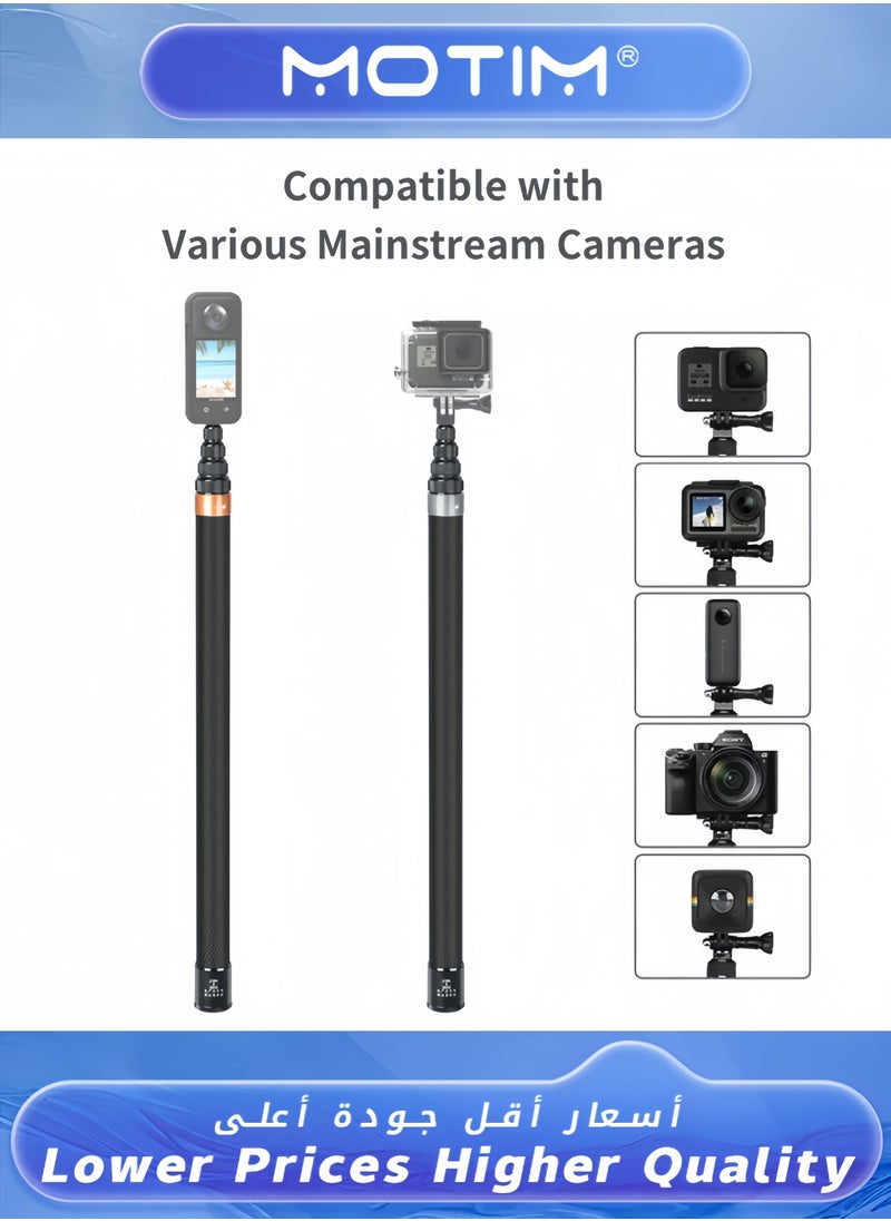 Motim - Action Camera Extendable Selfie Stick for Insta360 X3 GoPro HERO2 ONE RS X2 - Image 1