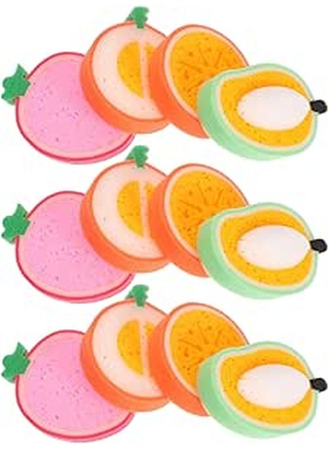 12pcs Fruit Shaped Kitchen Sponges Thick Multi Functional Dish Washing Sponges For Cleaning Dishes And Cookware Reusable Small Kitchen Scrubbing Pads Strawberry - Image 1