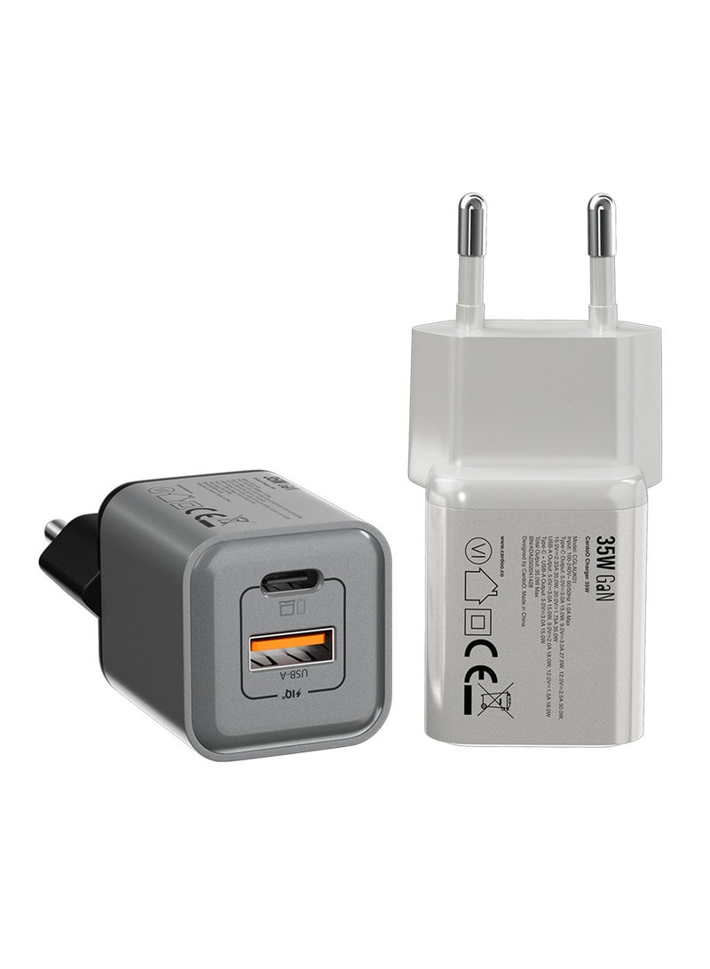cardoO GaN Charger 35W – Compact Fast Charger – USB-C & USB-A Ports – Safe & Efficient Power Adapter – GaN Technology – Travel-Ready for Phones & Tablets – Black - Image 1