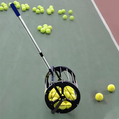 ASENVER Tennis Ball Picker Platen Style Ball Retrievers Automatic Ball Hopper Basket Rolling Tennis Ball Collector for Training - Image 2