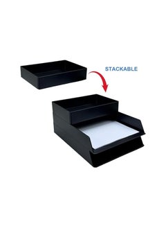 The Bros Rectangular Plastic Desk Organizer, Accessory Tray, Black  - Image 2