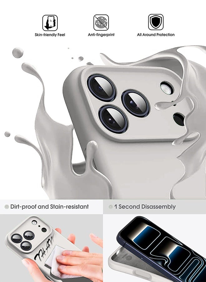 ميدا غطاء سيليكون سائل فاخر لآيفون 17 برو ماكس بحماية كاملة للكاميرا وبطانة مايكروفايبر – ملمس ناعم ومقاوم للبصمات - Image 2