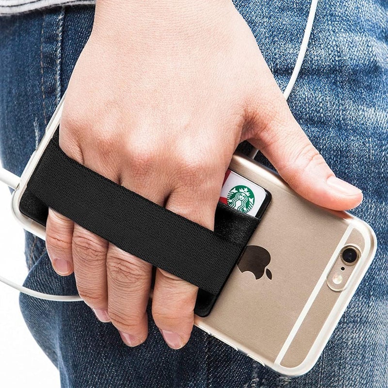 Sinjimoru Cell Phone Grip with Card Wallet, Phone Wallet Stick on Card Holder for Back of Phone, Slim Wallet with Elastic Phone Strap. Sinji Pouch Band - Image 1