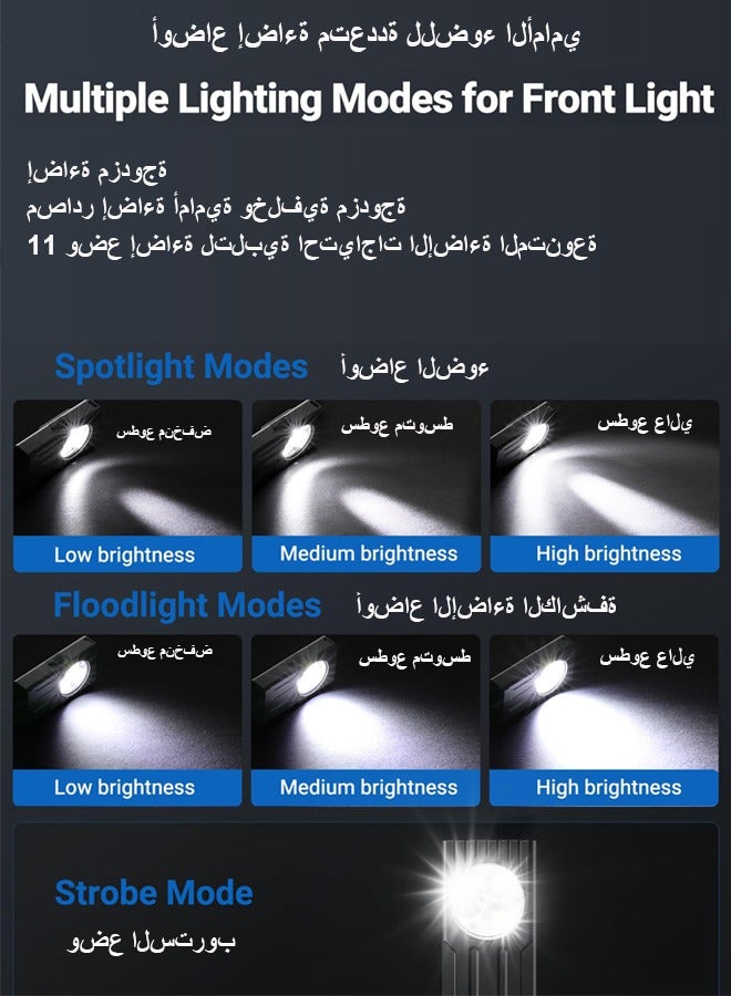 مصباح EDC، مصباح صغير 400 لومن مع مغناطيس، مصباح UV قابل لإعادة الشحن يدوم لمدة 80 ساعة، مصباح حلقي مع 8 أوضاع، مصابيح لومن عالية للمغامرات الخارجية، التخييم، والمشي في الطبيعة - Image 2