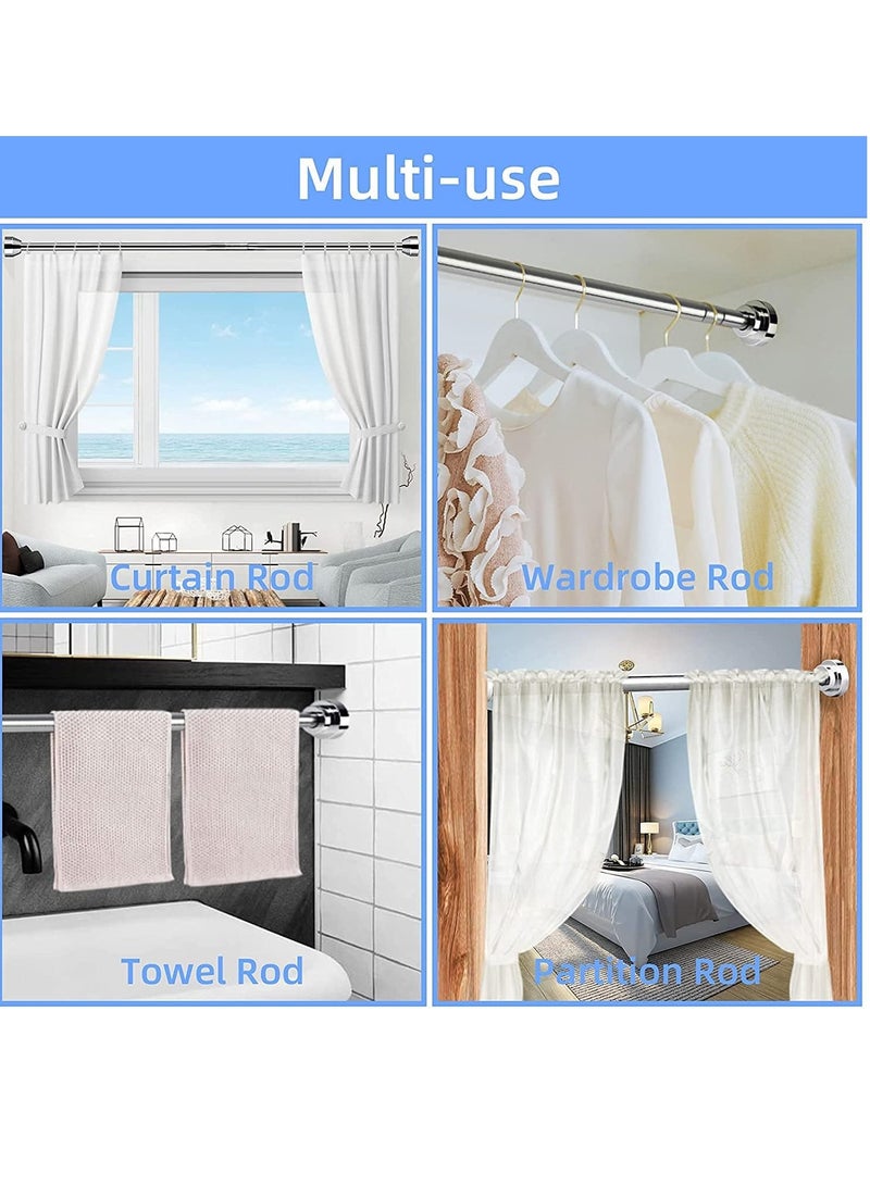 Shower Curtain Rod Adjustable Tension Spring Shower Curtain Rod Telescopic Curtain Rod Stainless Steel Retractable Clothes Rod Retractable Rod No Drilling Required (60-89 Inches) - Image 4