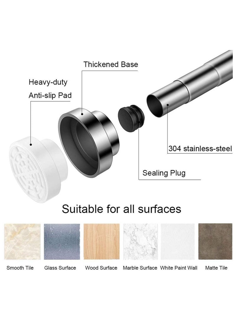 Shower Curtain Rod Adjustable Tension Spring Shower Curtain Rod Telescopic Curtain Rod Stainless Steel Retractable Clothes Rod Retractable Rod No Drilling Required (60-89 Inches) - Image 3