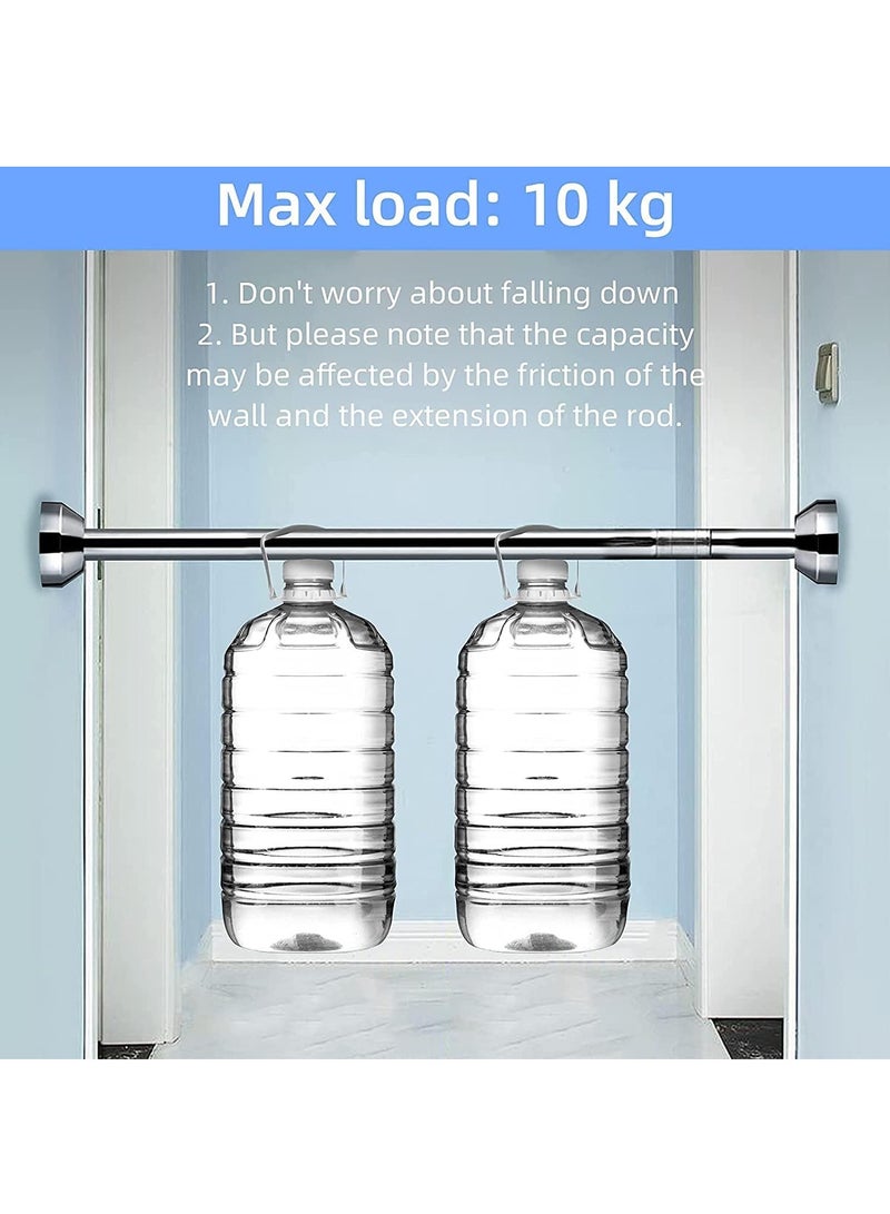 Shower Curtain Rod Adjustable Tension Spring Shower Curtain Rod Telescopic Curtain Rod Stainless Steel Retractable Clothes Rod Retractable Rod No Drilling Required (60-89 Inches) - Image 2