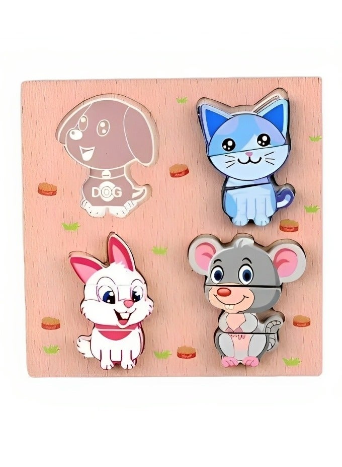 Colorful Wooden 3D Puzzles, Cut or Rope Design, Teacher Parents Early Learning Support Tools, Attractive Patterns, Montessori Fine Sensory and Motor Skill Develop Toys, Ideal Kids Gift (Animals Form) - Image 1