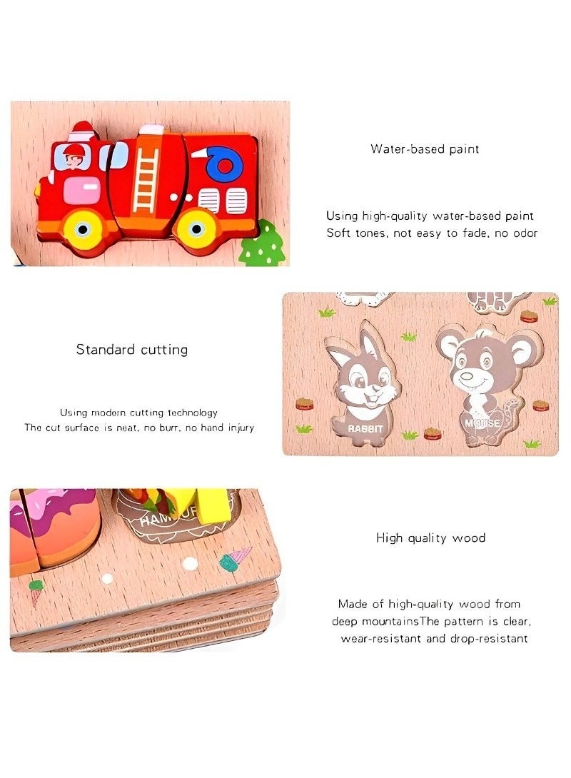 Colorful Wooden 3D Puzzles, Cut or Rope Design, Teacher Parents Early Learning Support Tools, Attractive Patterns, Montessori Fine Sensory and Motor Skill Develop Toys, Ideal Kids Gift (Animals Form) - Image 4