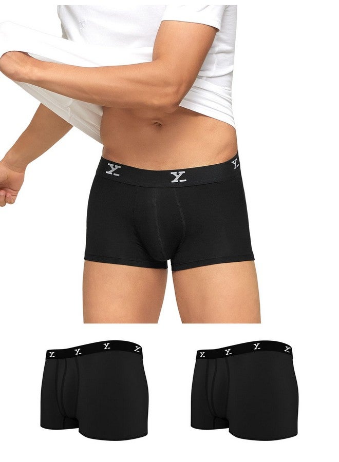 XYXX XYXX Men's Underwear Ace IntelliSoft Antimicrobial Micro Modal Trunk Pack of 3 (Black;Black;Black; 2XL)  - Image 1