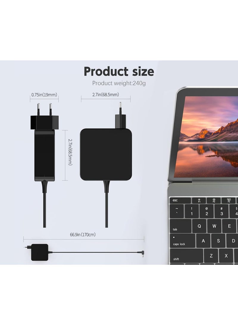 45W 20V 2.25A Laptop Charger & Power Supply – Compatible AC Adapter with 4 x 1.7mm Connector for Various Laptops - Image 4
