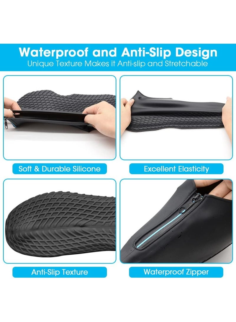 Meetion Silicone Shoe Cover Waterproof, Reusable Boot Shoes Covers with Zipper,Non Slip Rain Snow Bowling Travel Indoor Outdoor Overshoe Rubber Protectors for Men Women Kids Protection Galoshes-1 Pair ( X Large) - Image 5