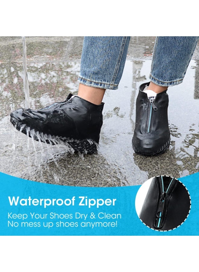 Meetion Silicone Shoe Cover Waterproof, Reusable Boot Shoes Covers with Zipper,Non Slip Rain Snow Bowling Travel Indoor Outdoor Overshoe Rubber Protectors for Men Women Kids Protection Galoshes-1 Pair ( X Large) - Image 3