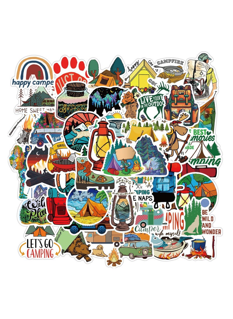 200 Pcs Pack Camping Stickers for Water Bottle Outdoor Wilderness Nature Decals for Laptop Bike Guitar Phone Waterproof Vinyl Adventure Sticker for Kids Teens Girls Boys Camper  - Image 3