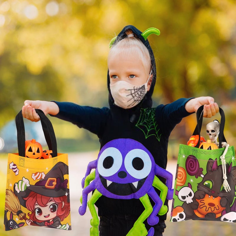 CCINEE 24pcs Halloween Non-Woven Treat Bags for Kids  Large Totes Bags Bulk Trick Or Treat Party Favor Goodies Gifts Bag with Handles for Party - Image 5