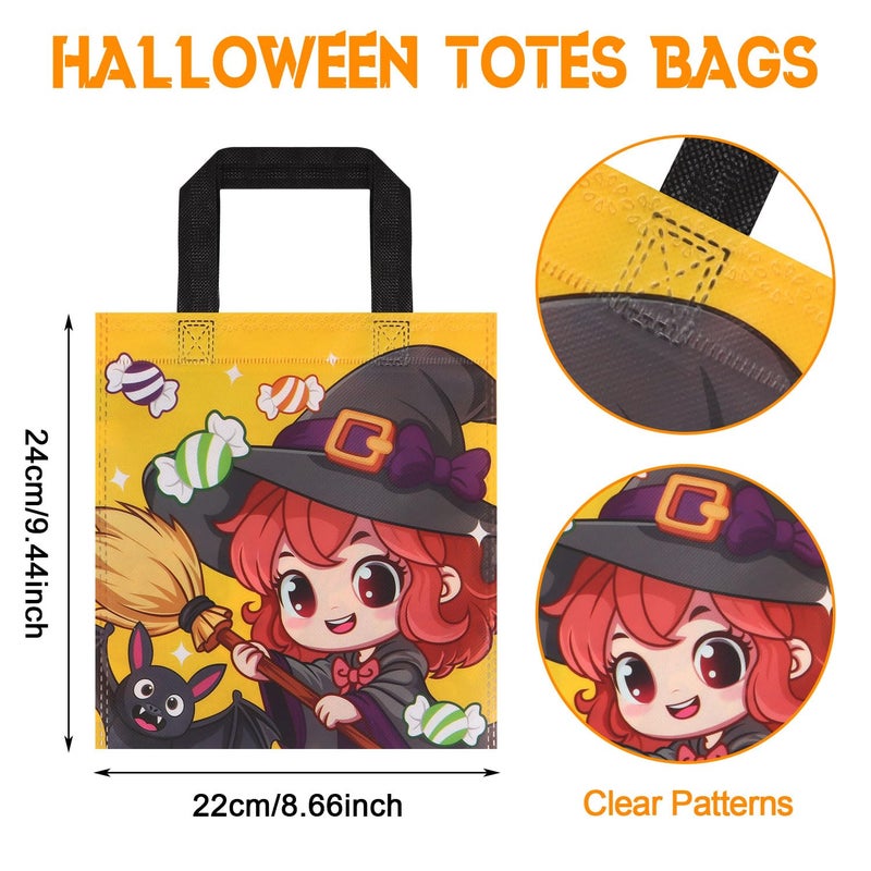 CCINEE 24pcs Halloween Non-Woven Treat Bags for Kids  Large Totes Bags Bulk Trick Or Treat Party Favor Goodies Gifts Bag with Handles for Party - Image 2