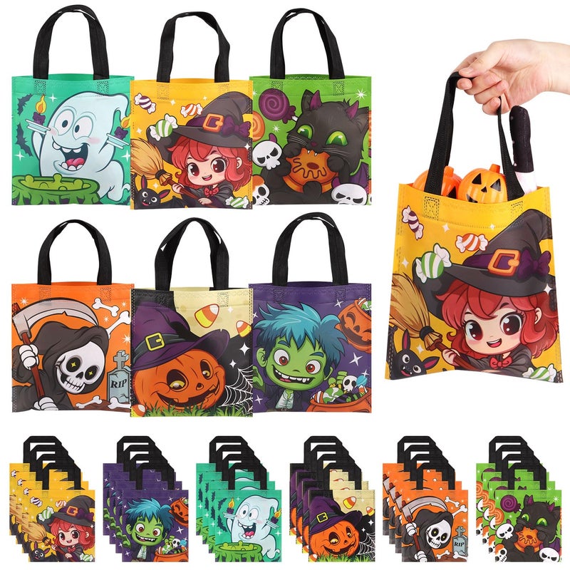 CCINEE 24pcs Halloween Non-Woven Treat Bags for Kids  Large Totes Bags Bulk Trick Or Treat Party Favor Goodies Gifts Bag with Handles for Party - Image 1