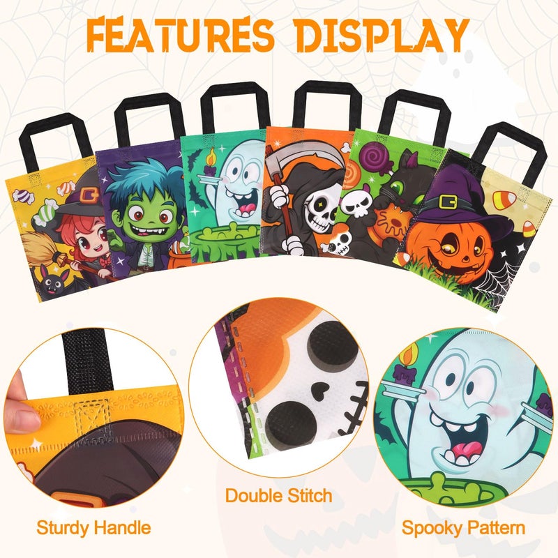 CCINEE 24pcs Halloween Non-Woven Treat Bags for Kids  Large Totes Bags Bulk Trick Or Treat Party Favor Goodies Gifts Bag with Handles for Party - Image 3