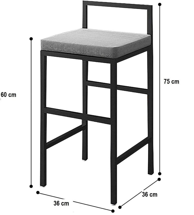 INDIAN DECOR 38198 Modern Bar ChairBreakfast StoolHigh Stool Barstools Counter Height Modern Bar Stool Kitchen Breakfast Chair with Grey Cushion and Metal Legs Black - Image 3