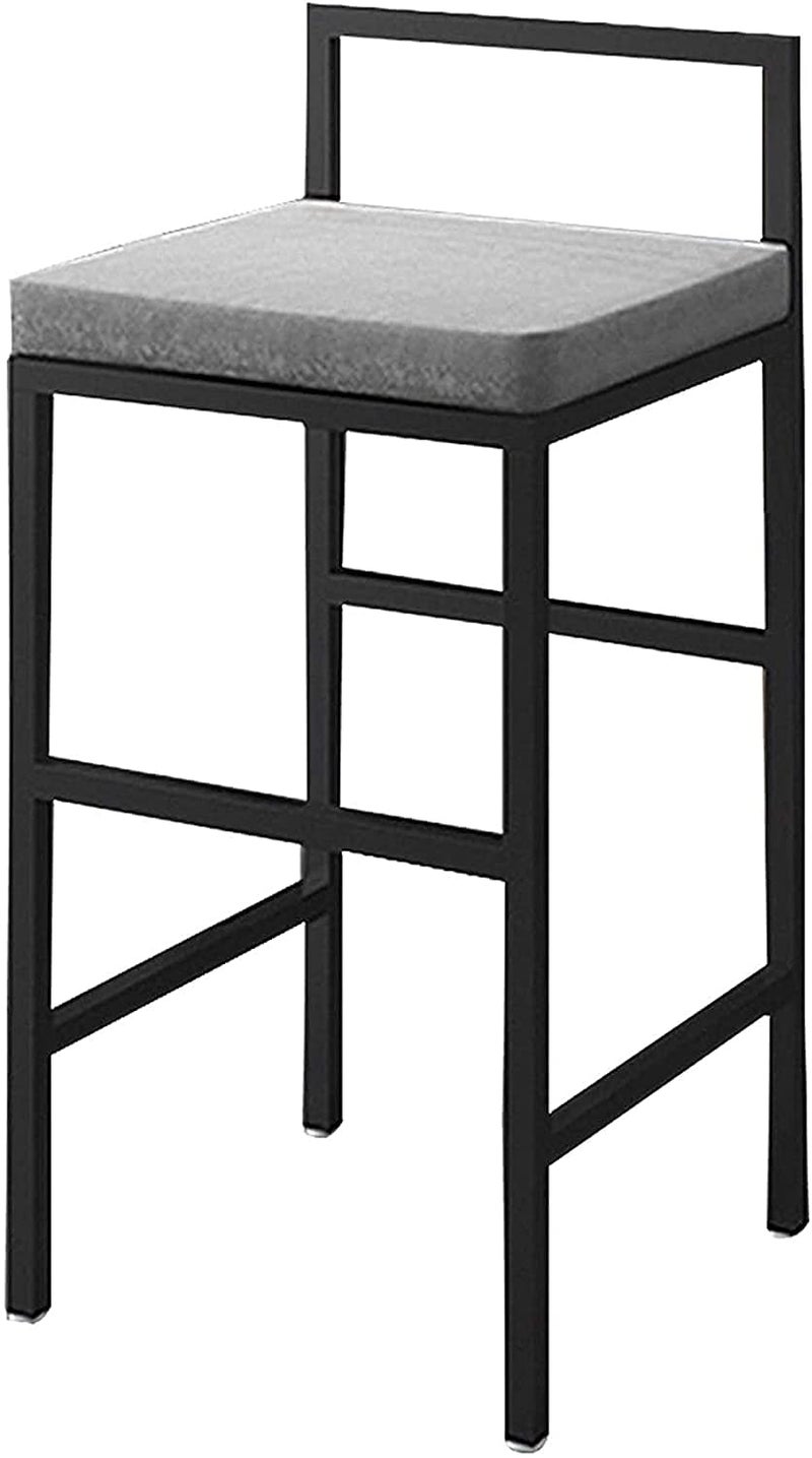 INDIAN DECOR 38198 Modern Bar ChairBreakfast StoolHigh Stool Barstools Counter Height Modern Bar Stool Kitchen Breakfast Chair with Grey Cushion and Metal Legs Black - Image 1