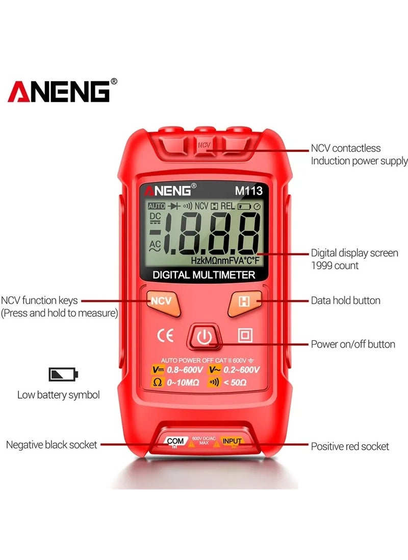 ANENG ANENG M113 Mini Digital Multimeter AC/DC Voltage Meter 1999 Counts Multimetro Ohm NCV Electricity Tools Measuring Instruments  - Image 5