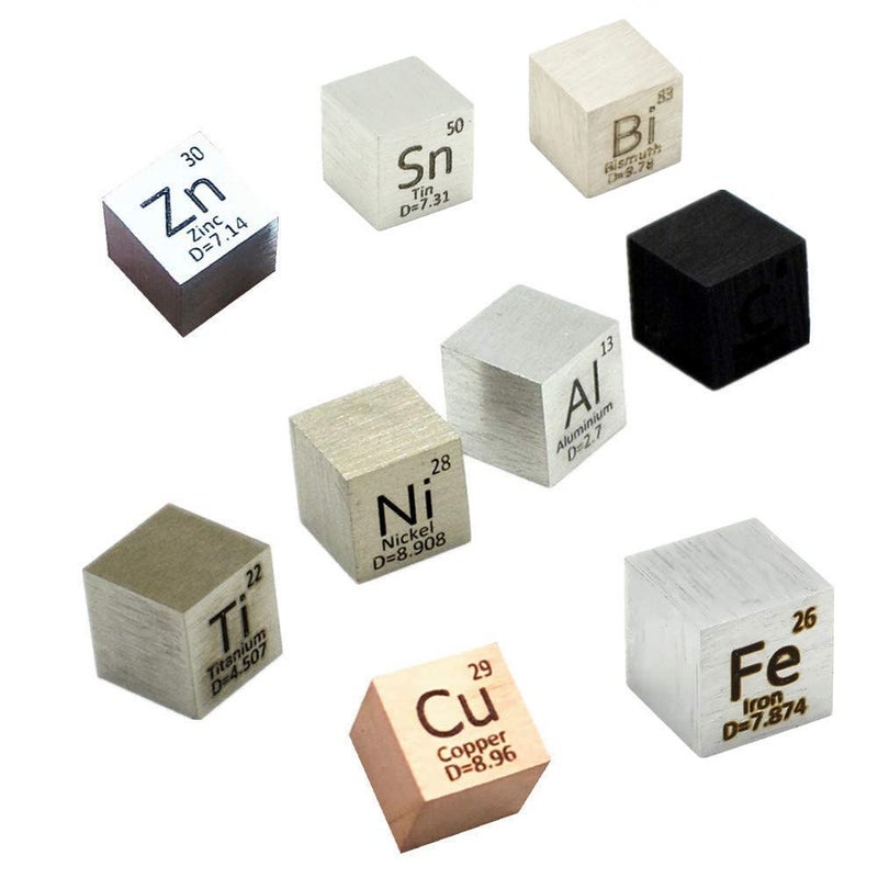 Magerial 0.39" Element Cube Set 10mm Density Cubes Copper Iron Bismuth Titanium for Periodic Table Collection Up to 99.99% Purity (0.39“, 9-01) - Image 1